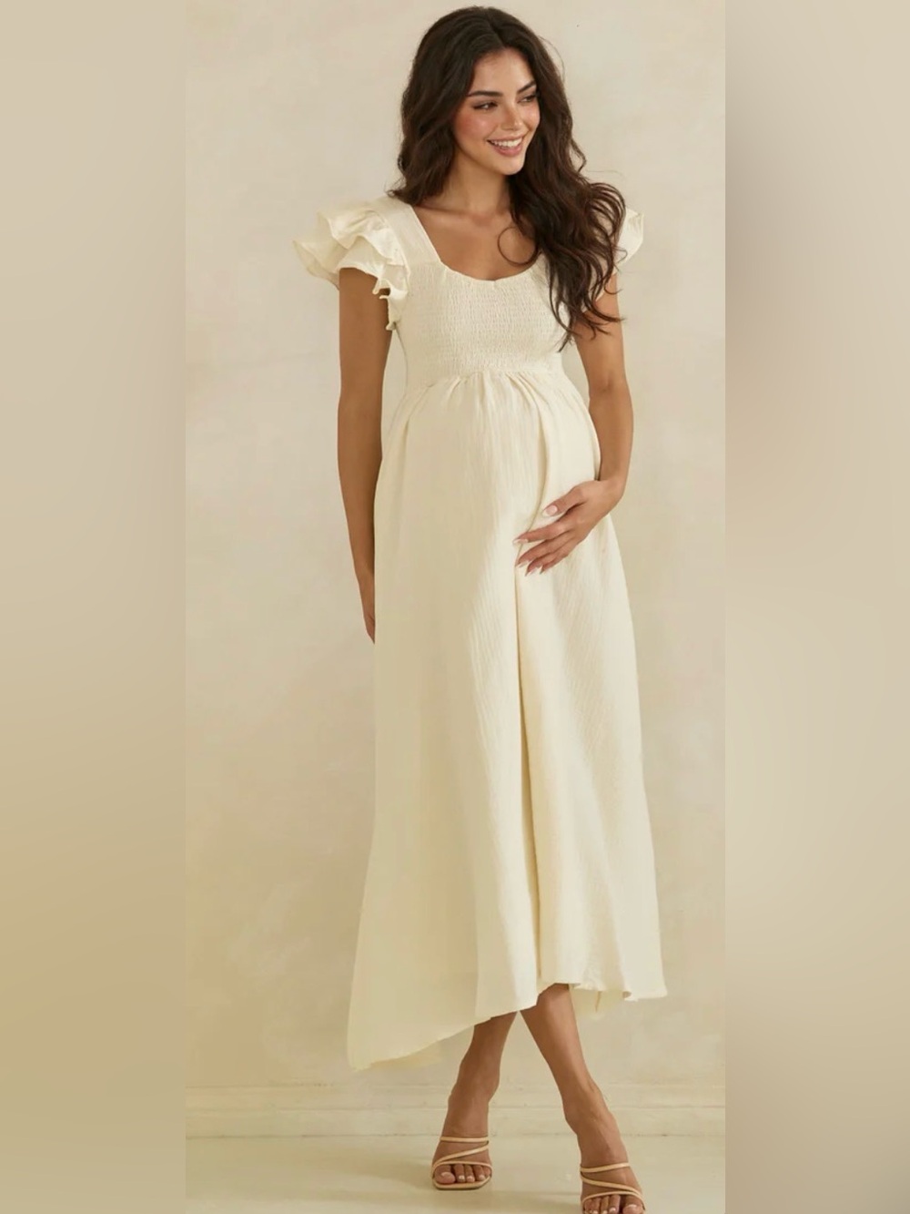 NWT ELLIE MELLY Genevieve Solid Ivory Full Dress Large